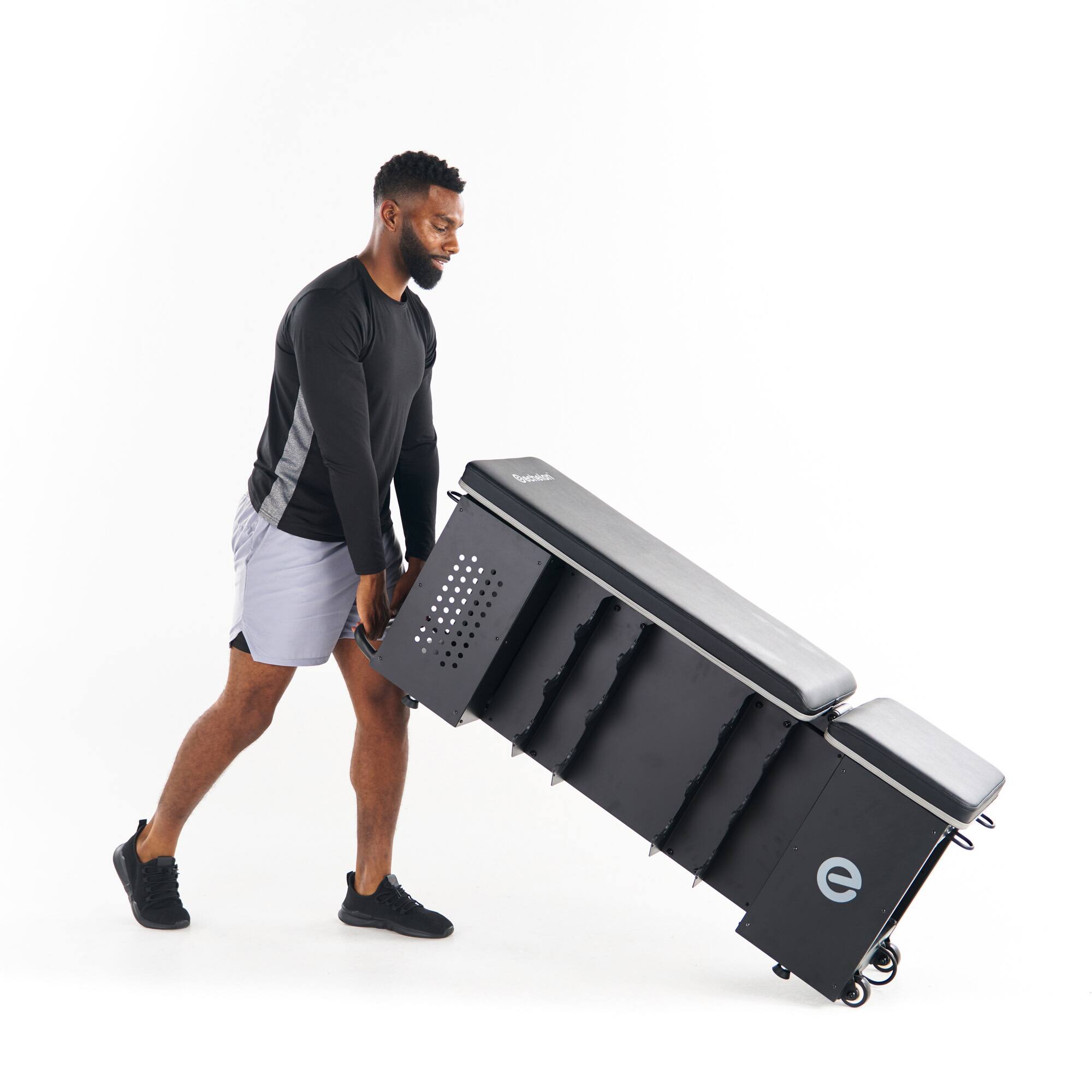 Alt View 5. Echelon - Adjustable Weight Bench with 6-Position Backrest & Dumbbell Storage - Black.