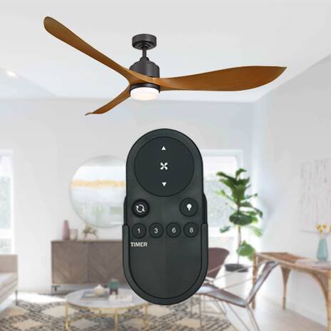 Alt View 5. Parrot Uncle - 66" Modern Brown 3-Blade Dimmable Ceiling Fan with Light and Remote - Oil Rubbed Bronze.
