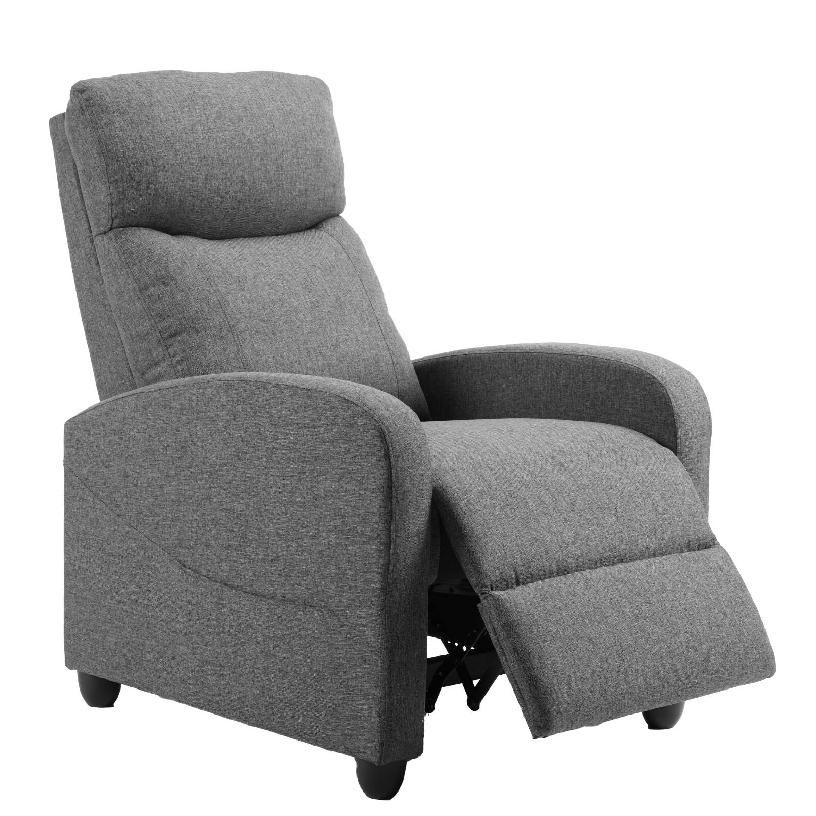 Sweetcrispy - Adjustable Modern Power Recliner Chair, Fabric Upholstered Small Sofa with Side Pocket for Living Room Bedroom - Gray