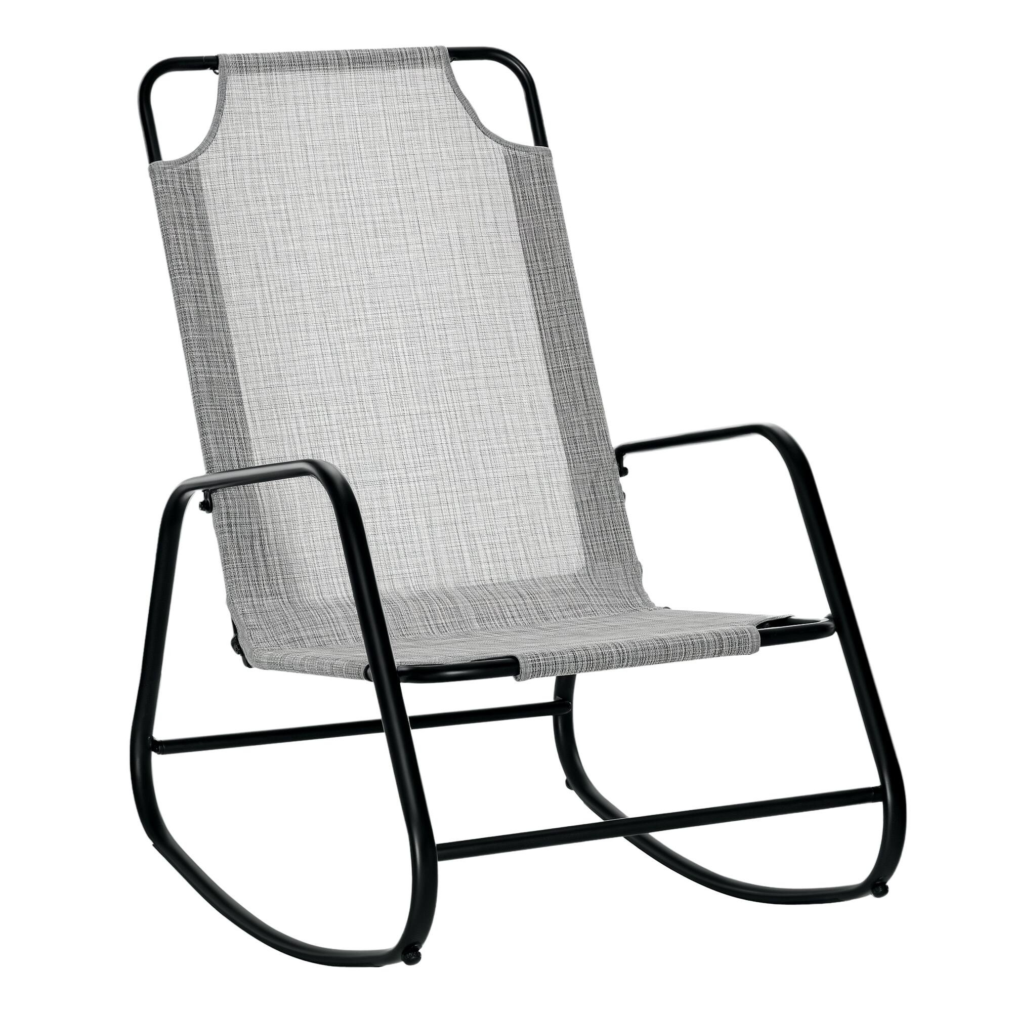 Outsunny - Garden Rocking Chair, Outdoor Indoor Sling Fabric Rocker for Patio, Balcony, Porch, Grey - Gray