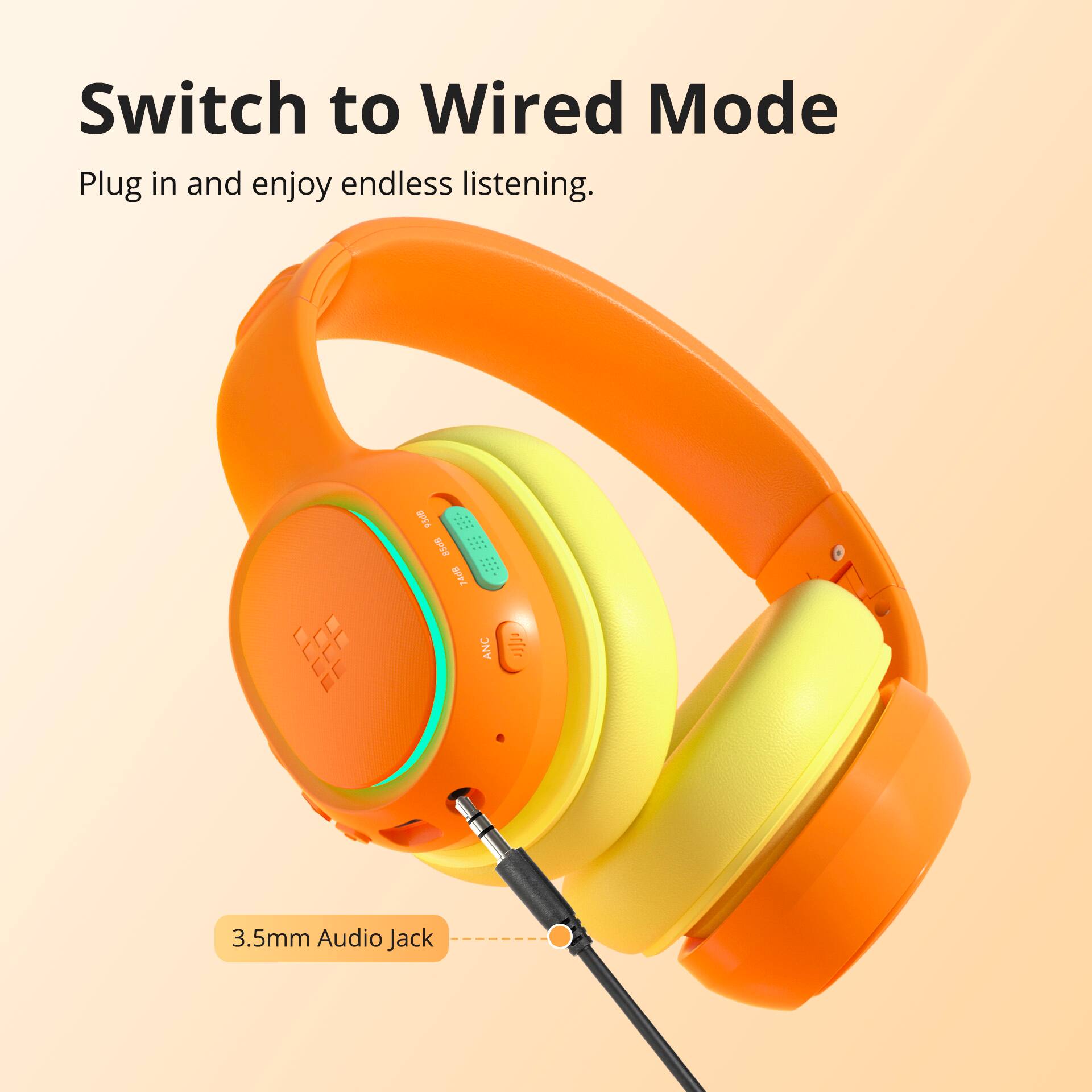Switch to Wired Mode: Plug in and enjoy endless listening. 3.5mm Audio Jack.
