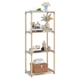 Gymax - 4-Tier Bookshelf w/Open Shelves Freestanding Storage Organizer for Home Office - Gray