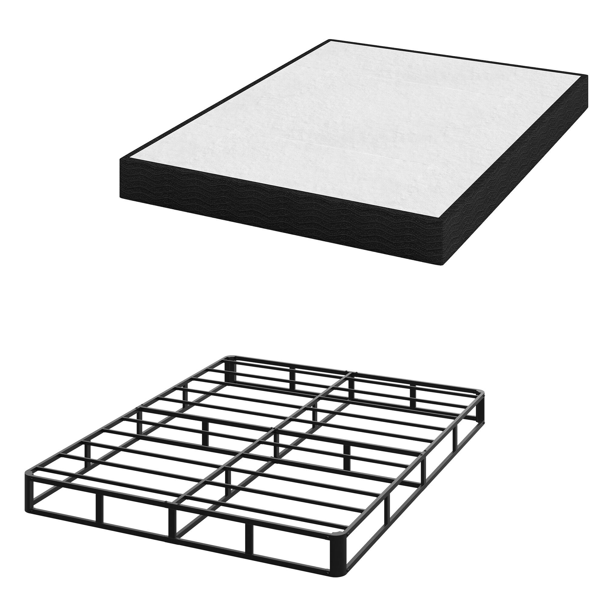 Angle. Dyonery - 9 inch bed frame, queen size, metal platform queen bed frame, heavy-duty steel bar support,  mattress base. - Black.