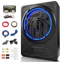 TECH SAFARI - 1200w Subwoofer Underseat Car And Amp Package Ambient Individual Control For Low Pass gain boost Bass Loud - Black