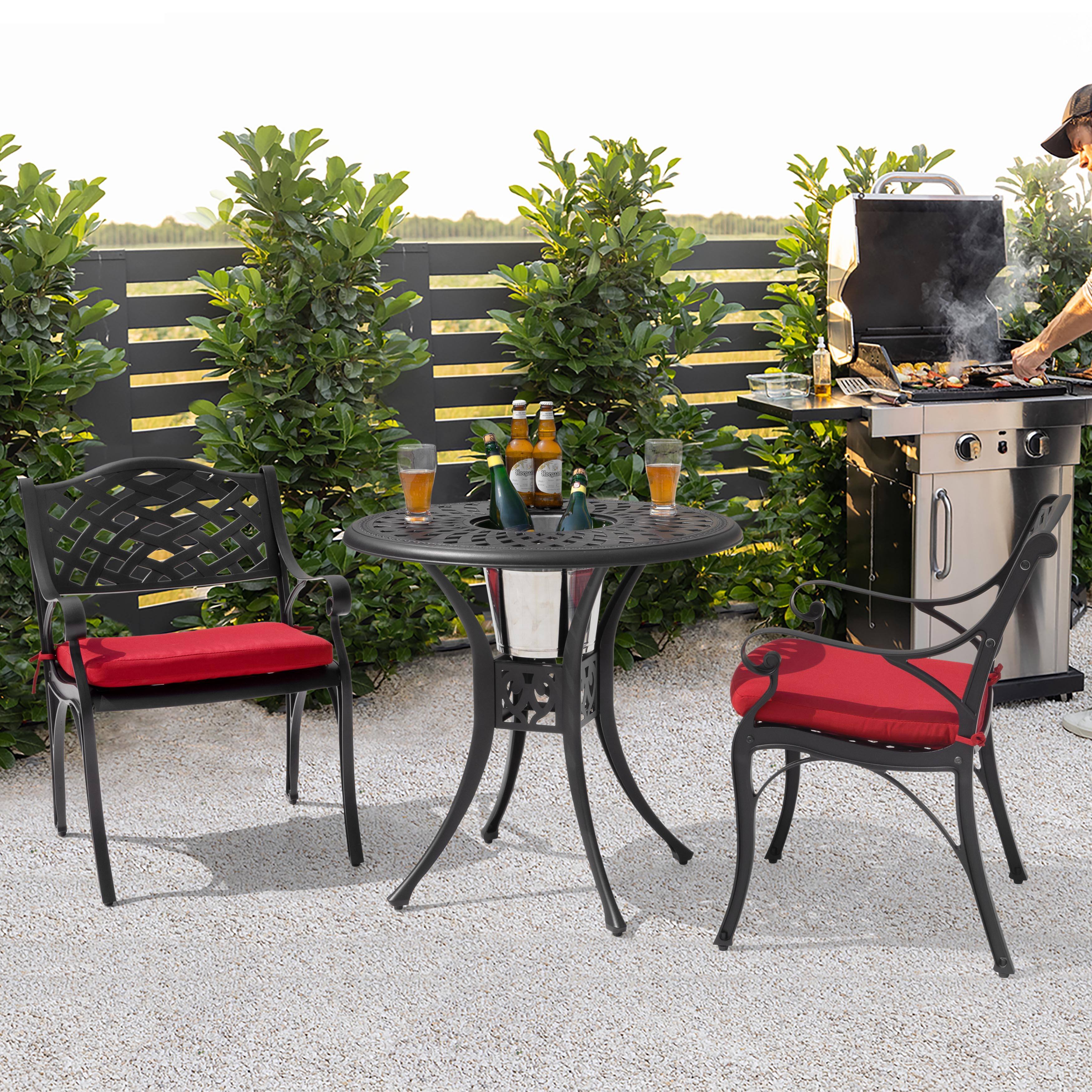 Left. Nuu Garden - Outdoor Indoor 2-Pack 18'' x 20'' Chair Replacement Seat Cushions - Red.