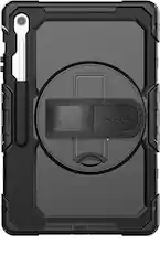 Front. SaharaCase - Defense Series Heavy Duty Case with Hand Strap for Samsung Galaxy Tab S10 FE+ - Scorpion Black.