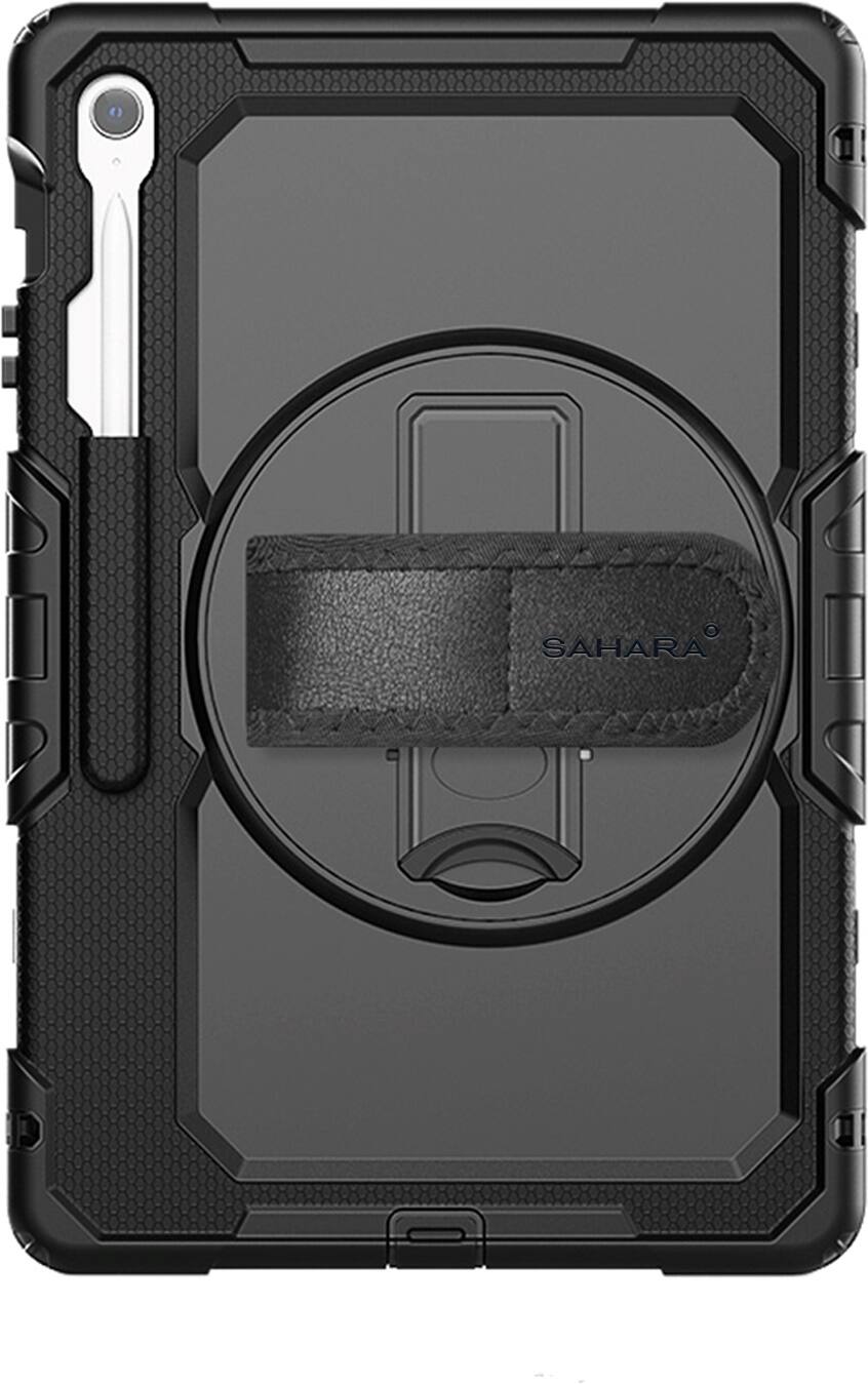 SaharaCase - Defense Series Heavy Duty Case with Hand Strap for Samsung Galaxy Tab S10 FE+ - Scorpion Black