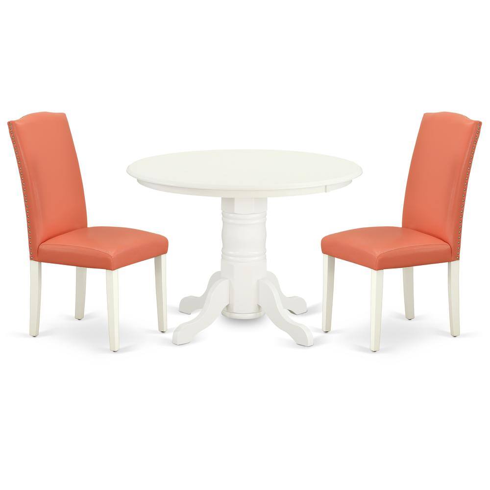 Left. East West Furniture - Dining Room Set Linen White - Brown.