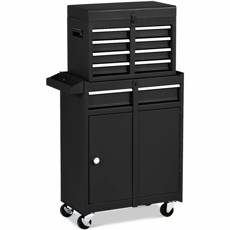 Angle. SlickBlue - Mobile Garage Storage Cart with Steel Construction and Lockable Drawers - Black.
