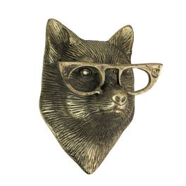 Things2Die4 - Fox Head Wall Hanging with Spectacles – Whimsical Animal Decor, 6" High - Gold