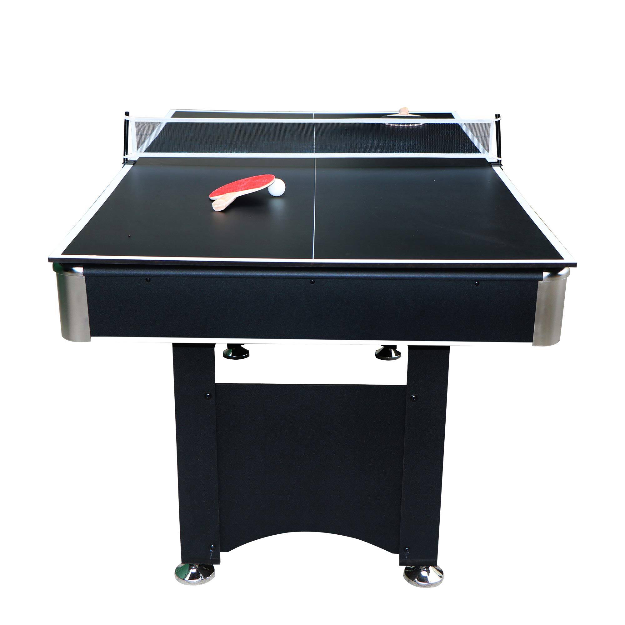 Alt View 5. GlowWise - 6ft combo table: pool & ping pong in one. Includes balls, cues, paddles, brush – perfect for family game rooms!.