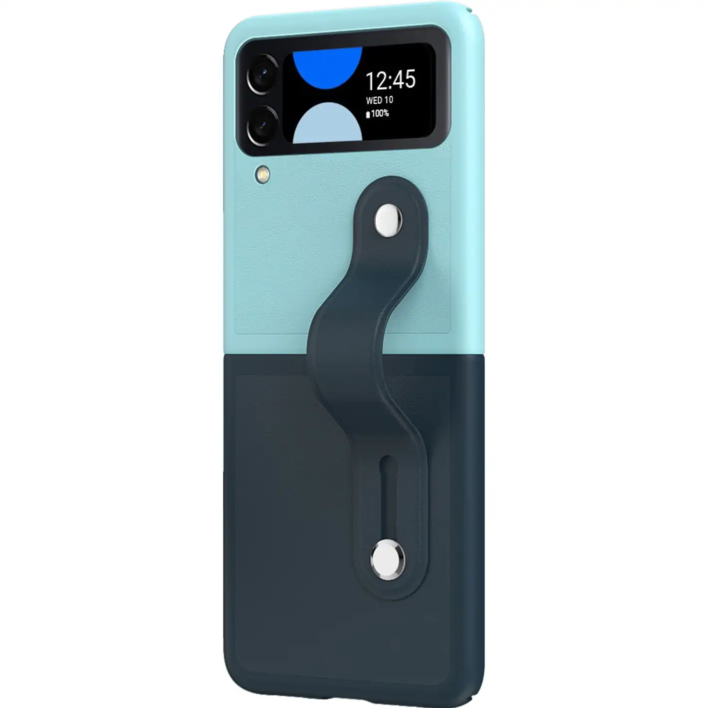Left. SaharaCase - FingerGrip Series Case with Strap for Samsung Galaxy Z Flip4 - Blue/Ice Blue.