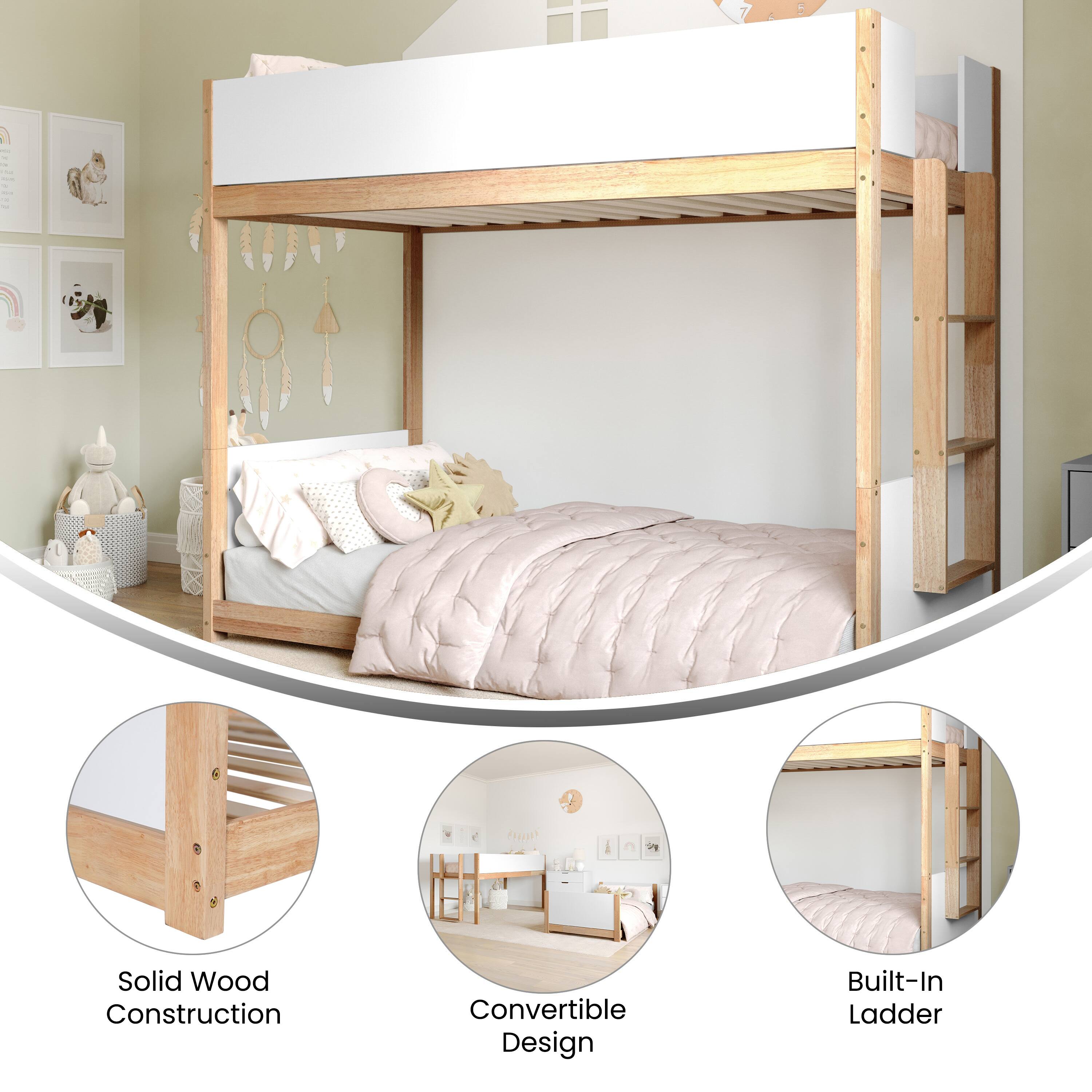 - Solid Wood Construction
- Convertible Design
- Built-In Ladder