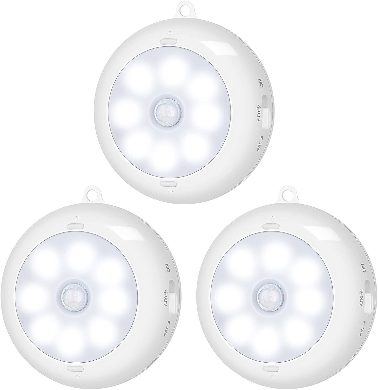 RTMB - LED Motion Sensor Light, Battery-Powered, White, 3-Pack