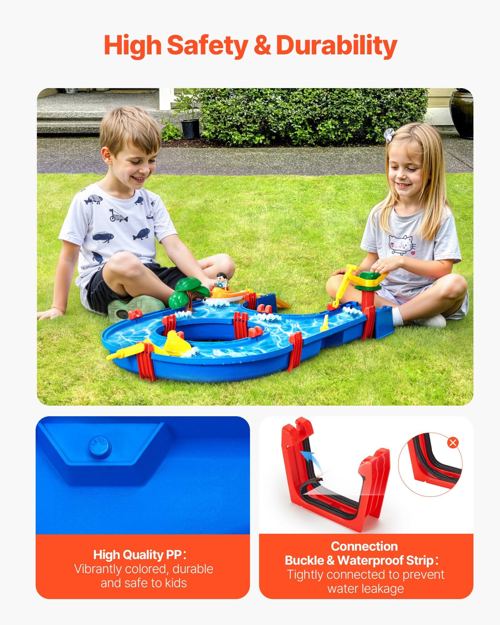 High Safety & Durability

High Quality PP:
Vibrantly colored, durable and safe to kids

Connection Buckle & Waterproof Strip:
Tightly connected to prevent water leakage