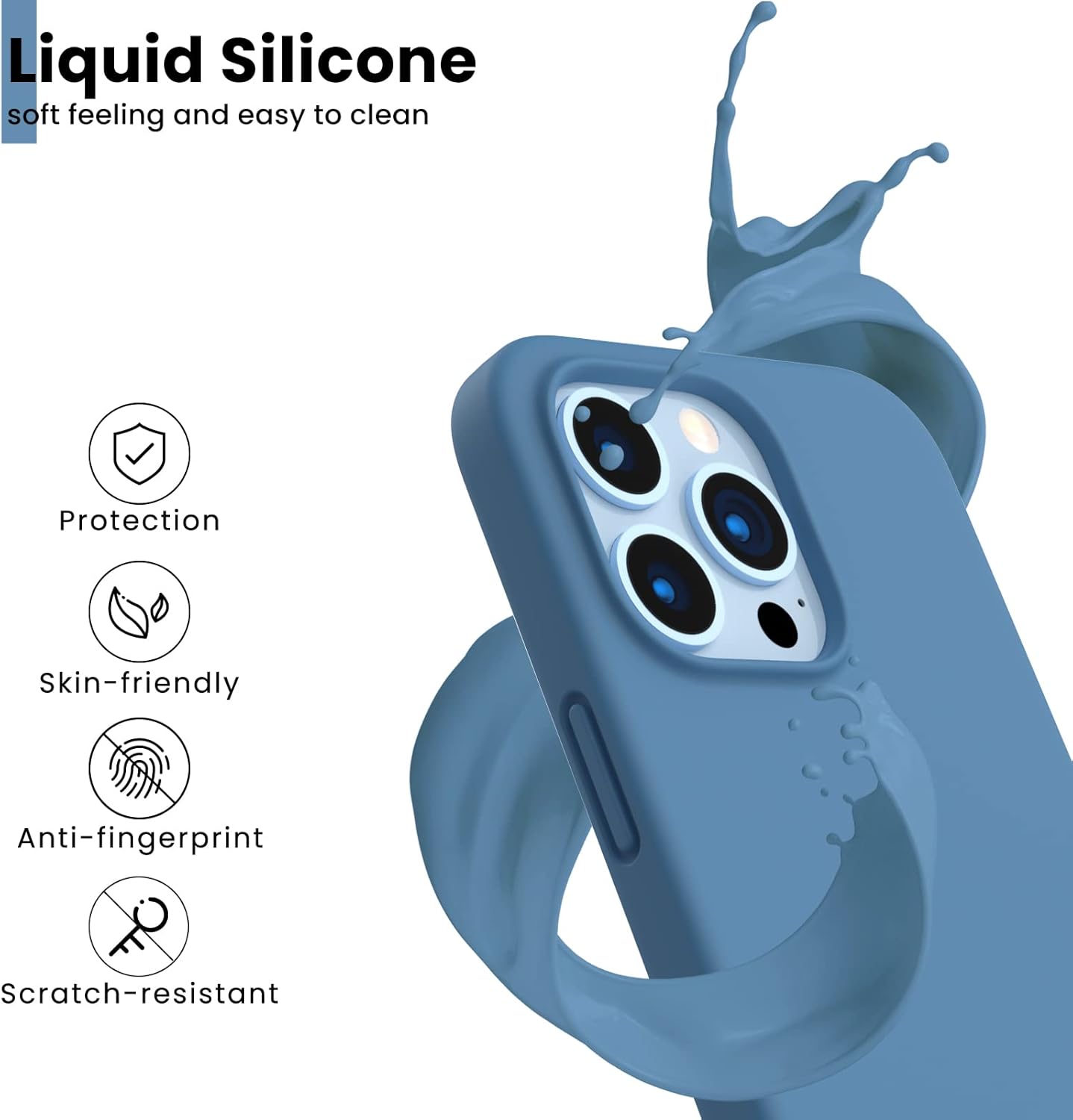 Liquid Silicone, soft feeling and easy to clean, Protection, Skin-friendly, Anti-fingerprint, Scratch-resistant