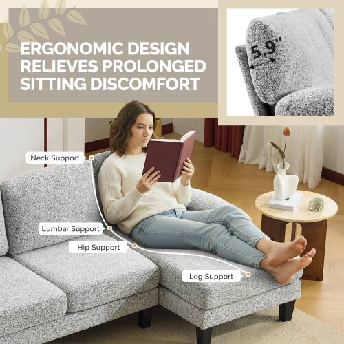 ERGONOMIC DESIGN RELIEVES PROLONGED SITTING DISCOMFORT

- Neck Support
- Lumbar Support
- Hip Support
- Leg Support

5.9"