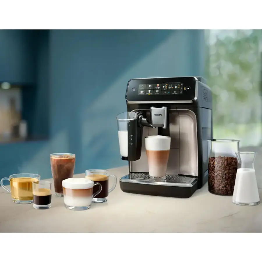 Alt View 8. Philips - Philips 3300 Fully Automatic Espresso and Coffee Machine with LatteGo Milk Frother, Black and Chrome - Black/Silver.