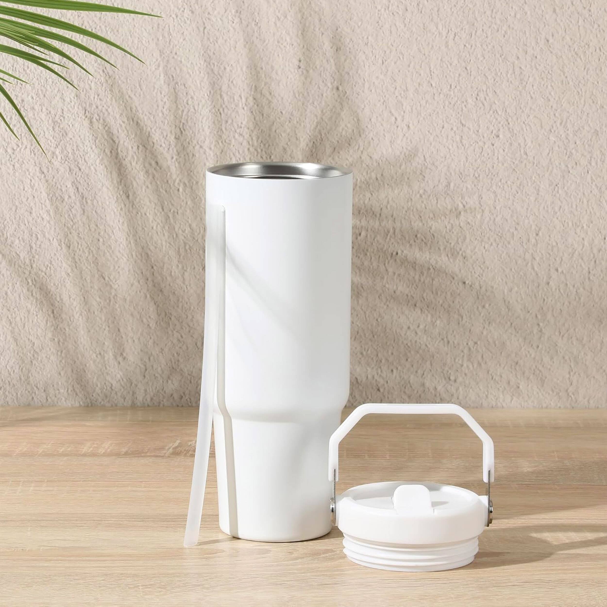Alt View 2. Gibson - Gibson Home 29oz Marina Stainless Steel Thermal Tumbler with Top Handle and Folding Straw in White - White.