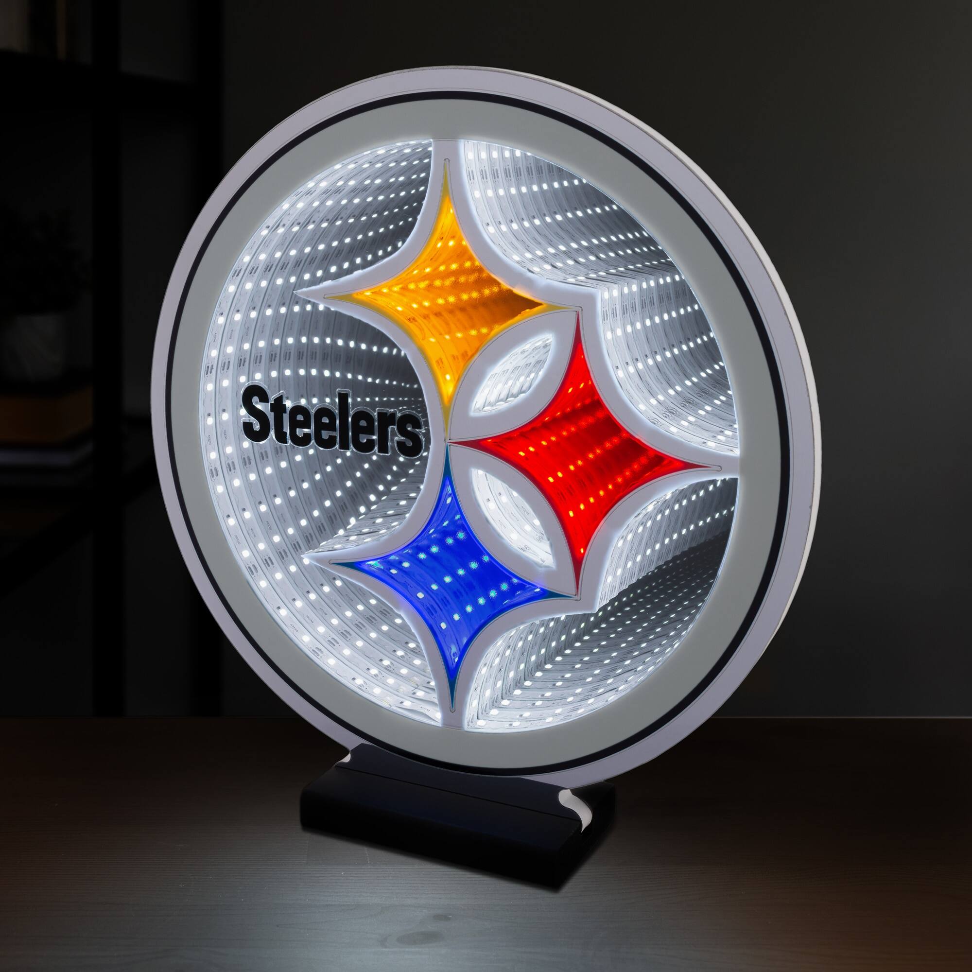 Alt View 2. Sporticulture - Pittsburgh Steelers LED Infinity Logo Light - Multicolor.