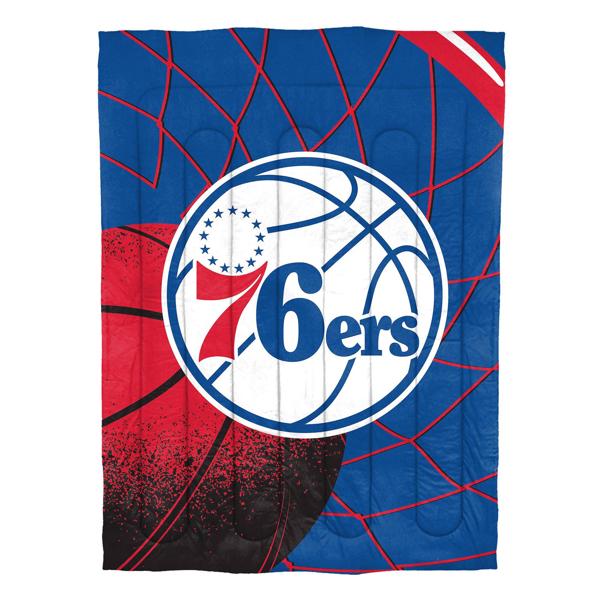 Angle. Sweet Home Collection - NBA Philadelphia 76ers Comforter & Pillow Sham Set- Twin/Twin XL - Multicolored.