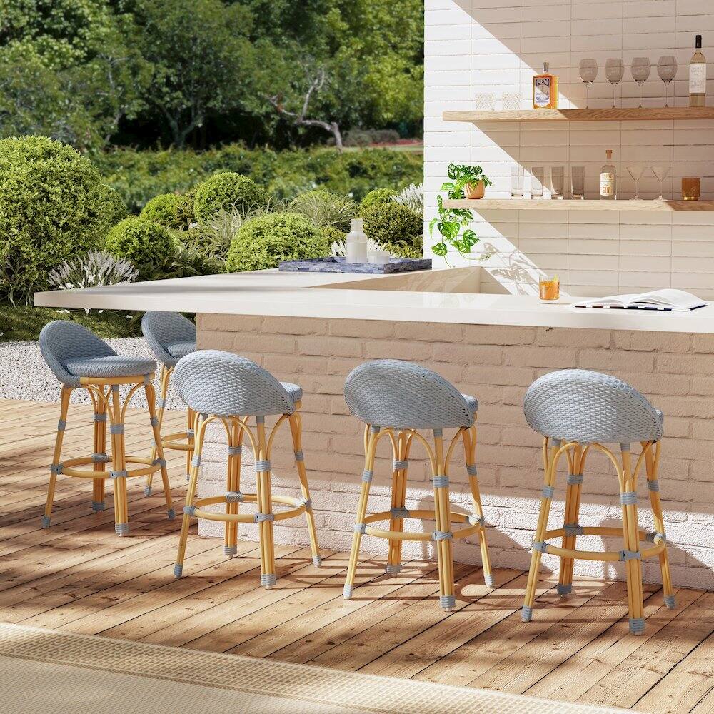 Butler Specialty Tobias 24.5 in. Seat Height Outdoor Rattan and Metal ...