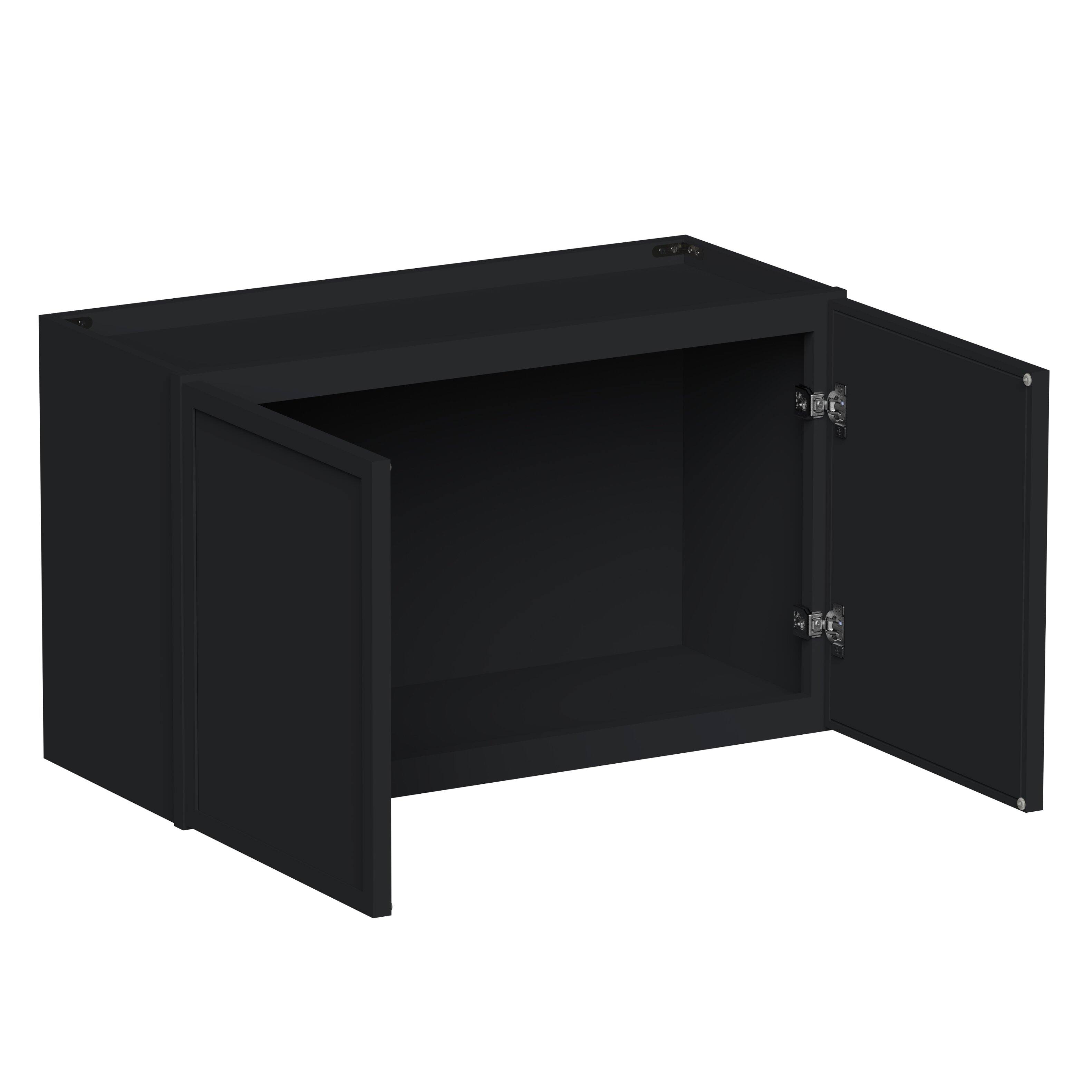 Angle. Boyel Living - 30-in W x 18-in H x 12-in D Shaker RTA Kitchen Wall Cabinet with Soft-Close - Black.