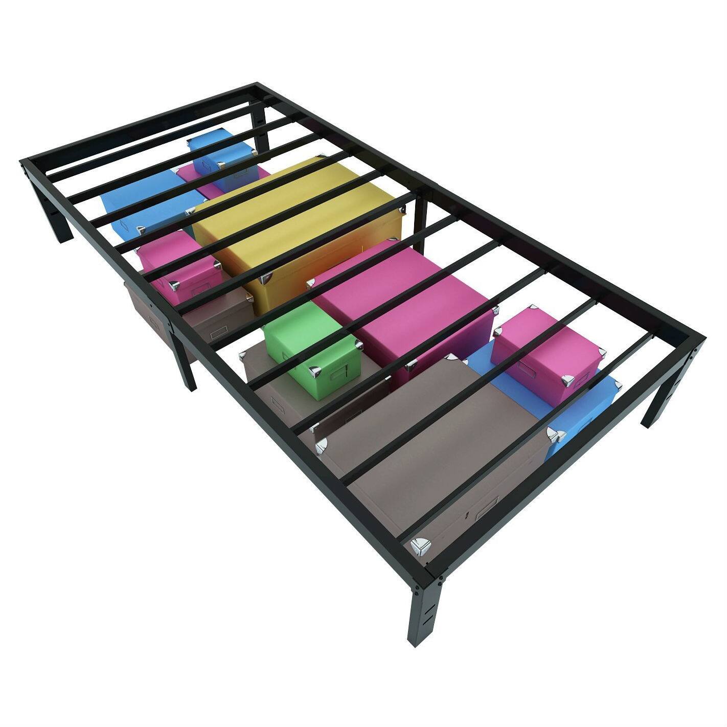 Left. Hivvago - Twin XL College Dorm Heavy Duty Black Metal Platform Bed Frame - Black.
