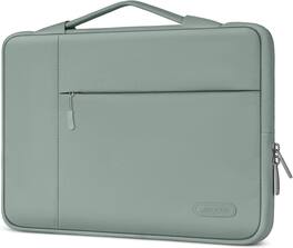 mosiso - 13.3-inch Slim Laptop Sleeve with Handle, Shock-Resistant Bubble Foam, Two Exterior Pockets - Antique Green