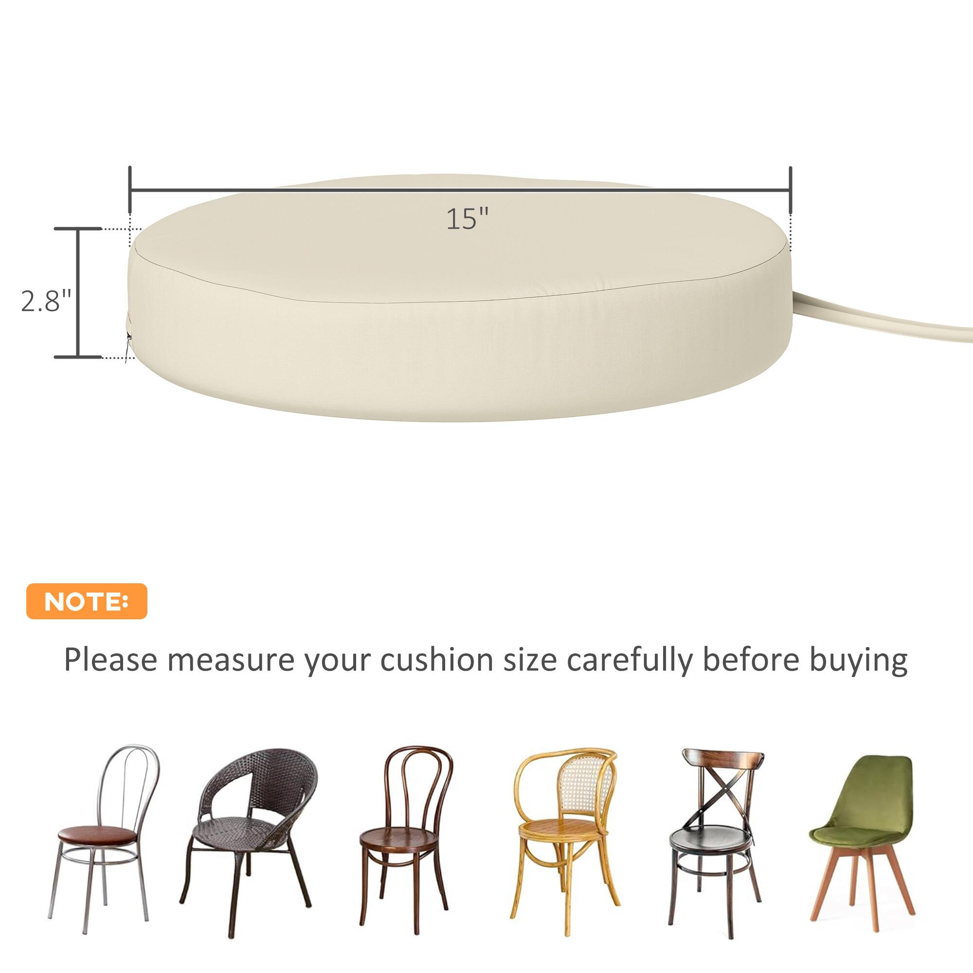 15" 2.8" NOTE: Please measure your cushion size carefully before buying