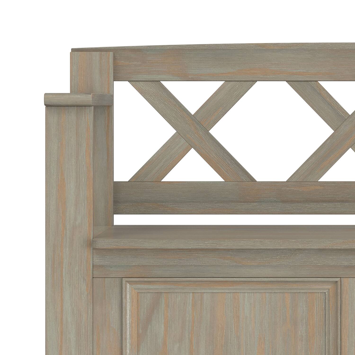 Alt View 7. Simpli Home - Amherst Solid Wood 36 inch Wide Transitional Entryway Storage Bench in Distressed Grey - Distressed Grey.
