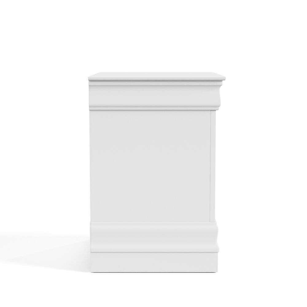 Alt View 2. Furniture of America - Arabella Traditional Wood 2-Drawer Nightstand in White - White.