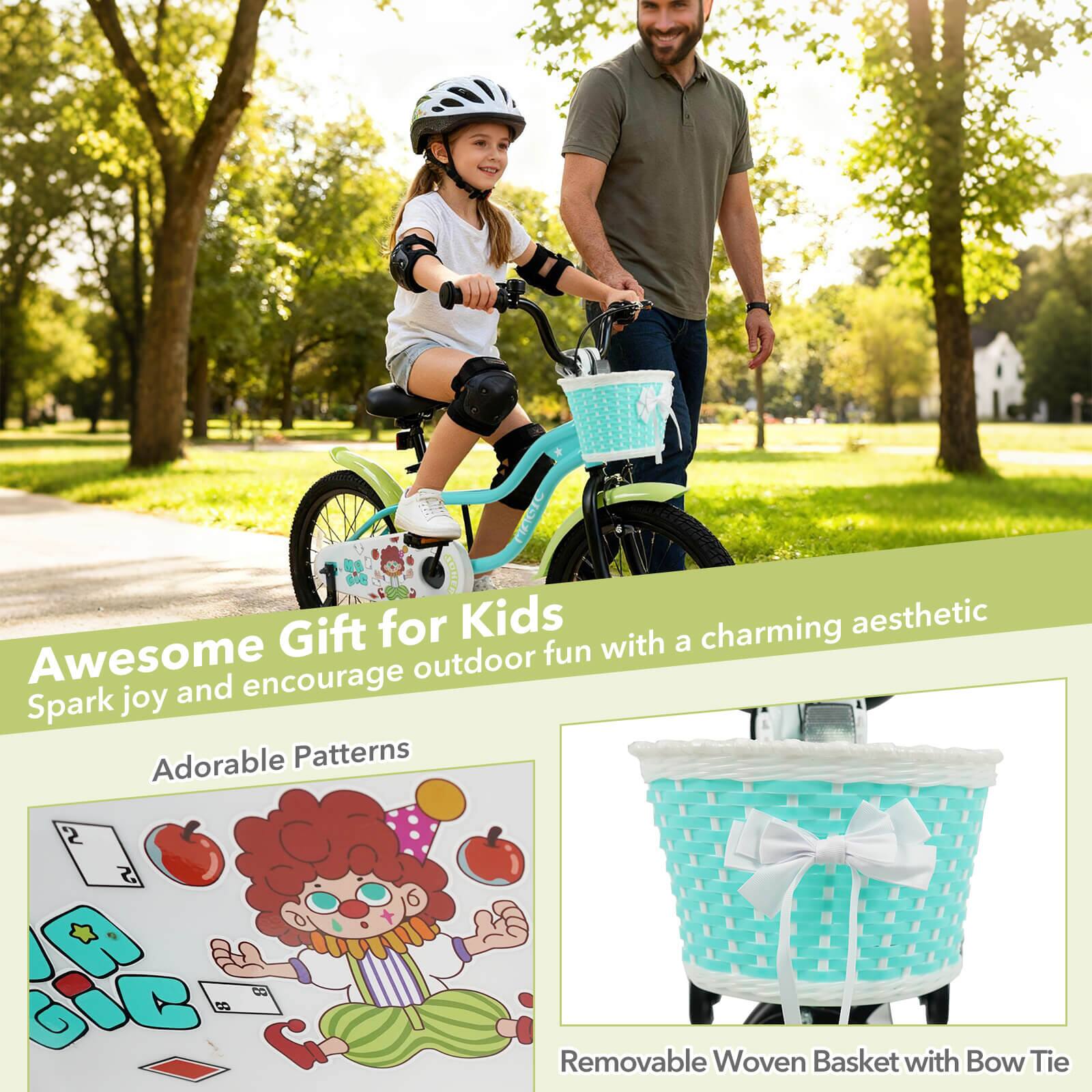 Awesome Gift for Kids  
Spark joy and encourage outdoor fun with a charming aesthetic  

Adorable Patterns  

Removable Woven Basket with Bow Tie