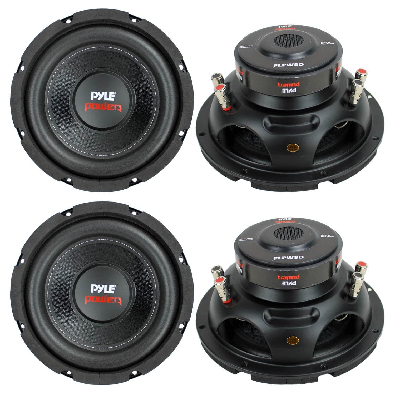 Pyle - PLPW8D 8" 1600W Car Audio Subwoofers Subs Woofers Stereo DVC 4-Ohm - Black