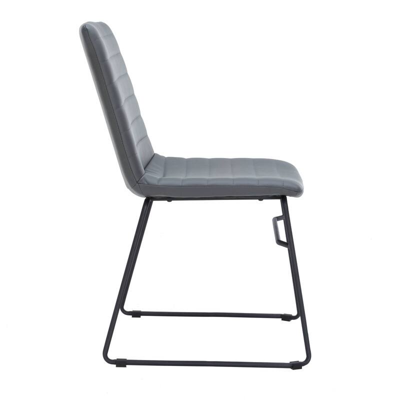 Alt View 5. LeisureMod - Zylar Office Guest Chair with PU Leather, Foam Cushion & Stainless Steel Base - Grey Leather.