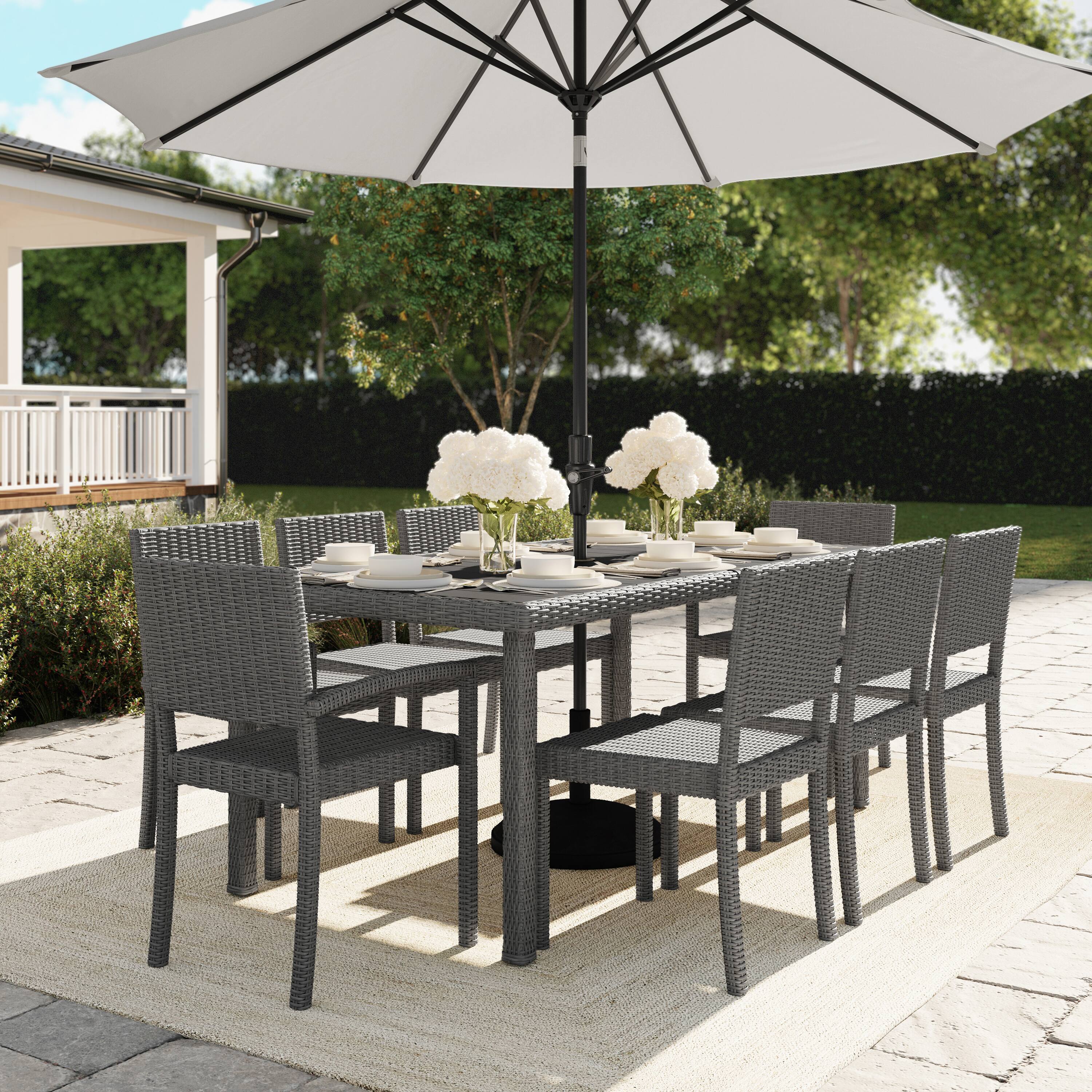 Alt View 5. Martha Stewart - Bedford Outdoor Rattan Wicker Stackable Dining Armchair - Gray.