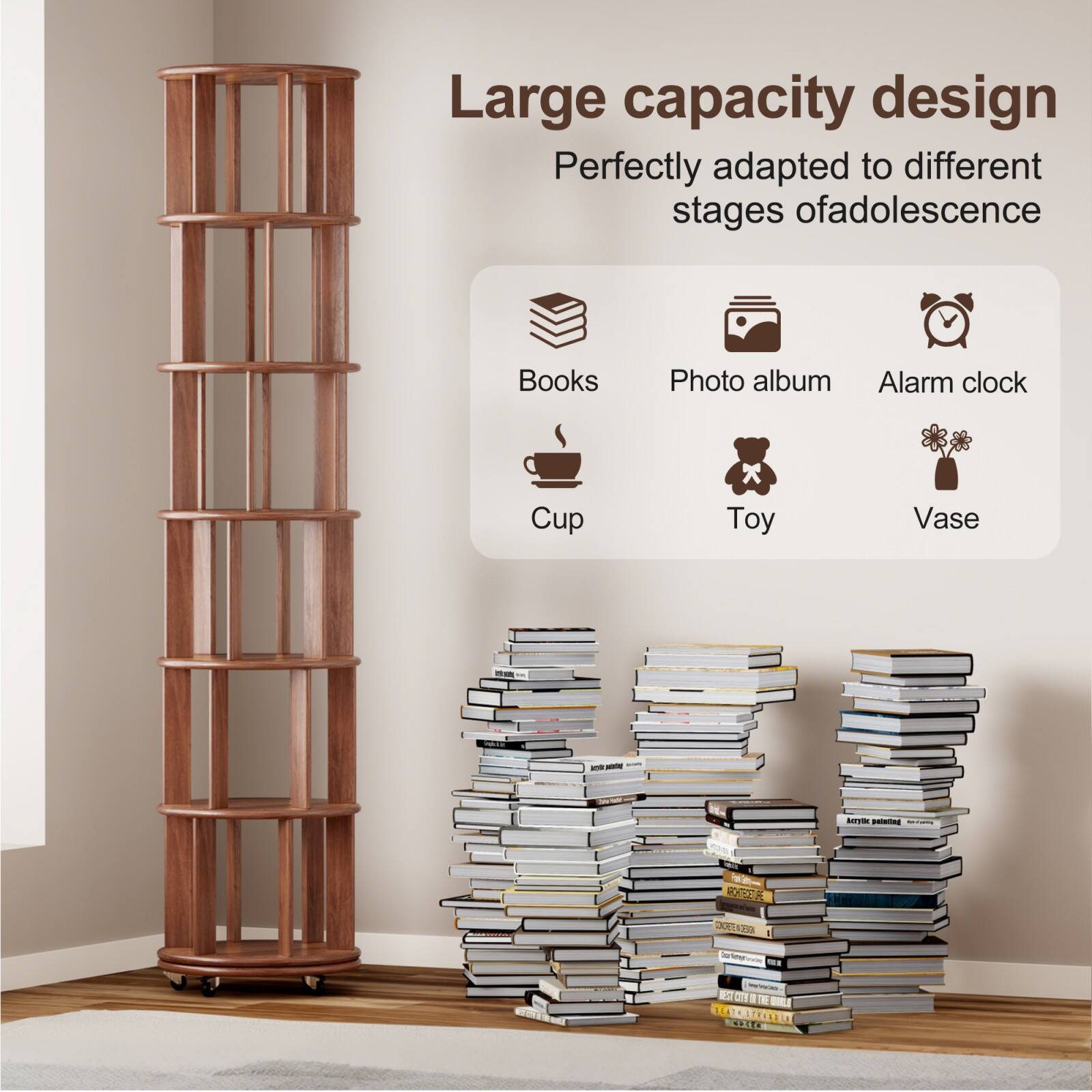 Large capacity design  
Perfectly adapted to different stages of adolescence  

Books  
Photo album  
Alarm clock  
Cup  
Toy  
Vase