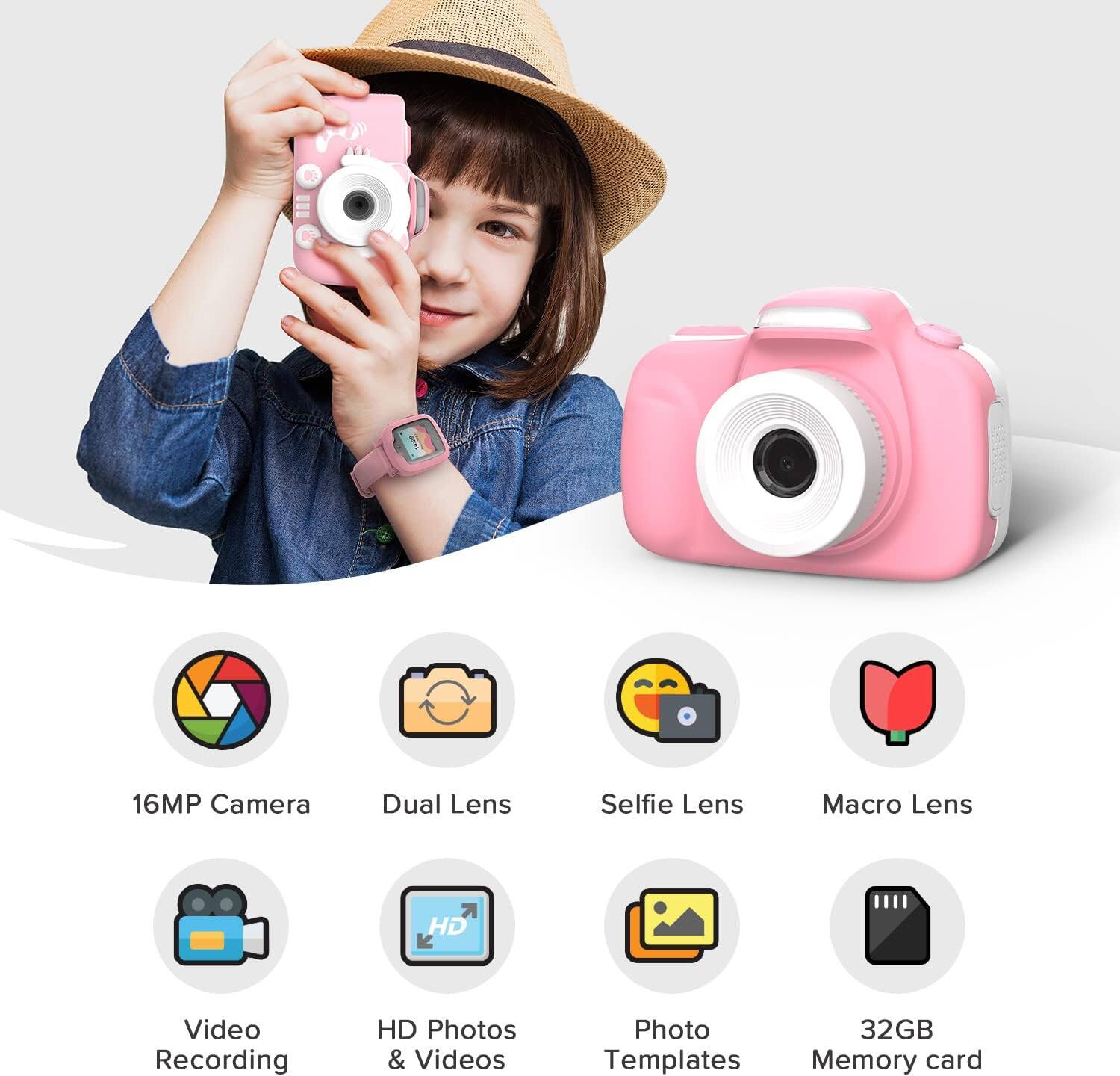 The text on the image is grouped and corrected as follows:
1. 16MP Camera
2. Dual Lens
3. Selfie Lens
4. Macro Lens
5. HD Video Recording
6. HD Photos & Videos
7. Photo 32GB
8. Templates
9. Memory card