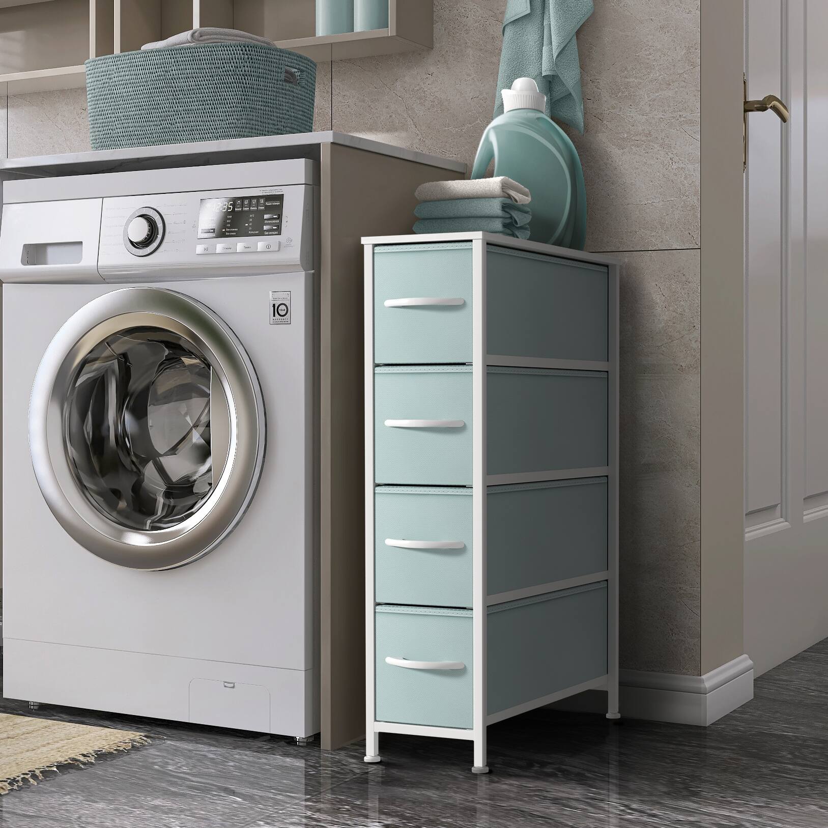 Alt View 1. Sorbus - Sorbus Narrow Dresser with 4 Drawers, Vertical Slim Storage Chest of Drawers with Steel Frame - Aqua.