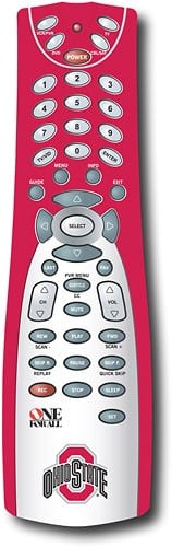 Front Standard. One For All - 4-Device Remote (Ohio State University) - Scarlet/Gray.