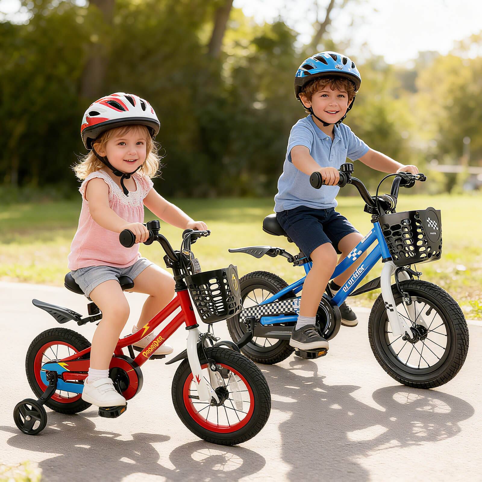 Alt View 1. Costway - Costway 12" Kid's Bike with Removable Training Wheels & Basket for 3-4 Years - Red.