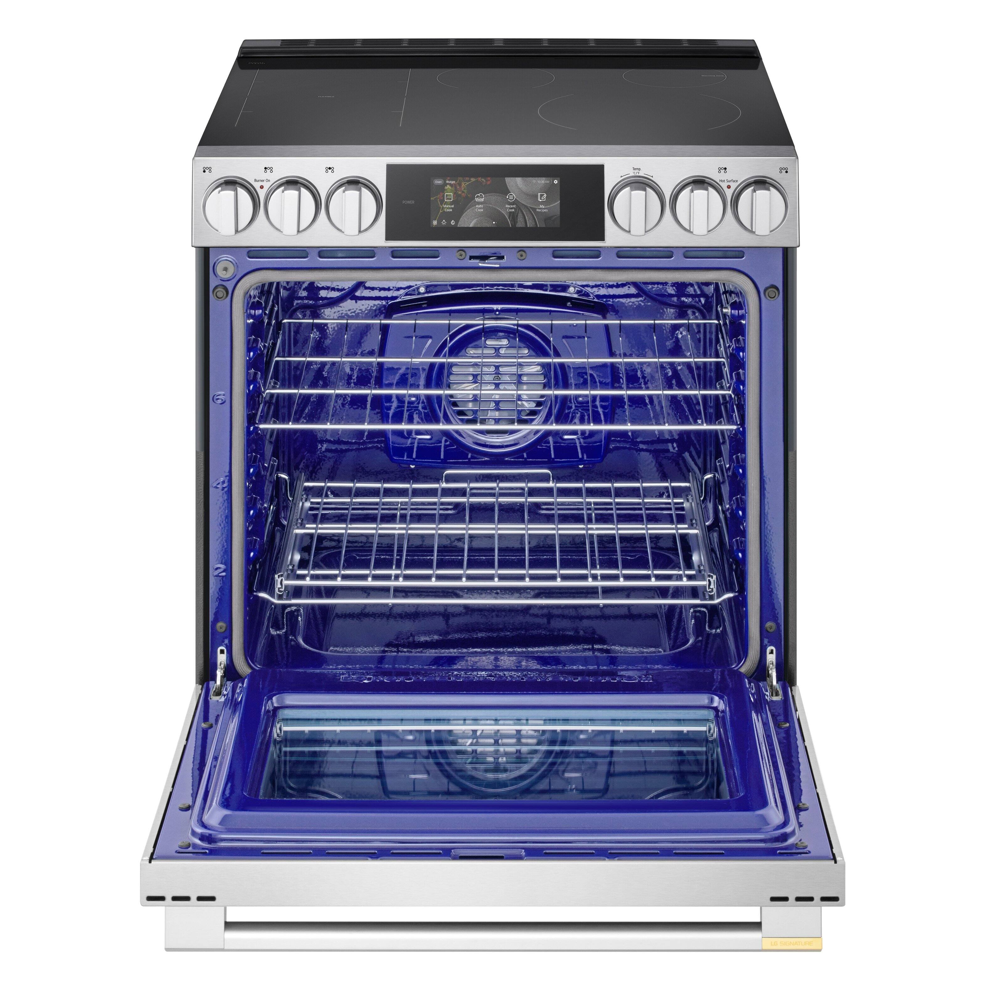 Alt View 7. LG - SIGNATURE 30” Slide-In Electric Induction True Convection Smart Range with Air Fry and AI Gourmet Camera - PrintProof Stainless Steel.