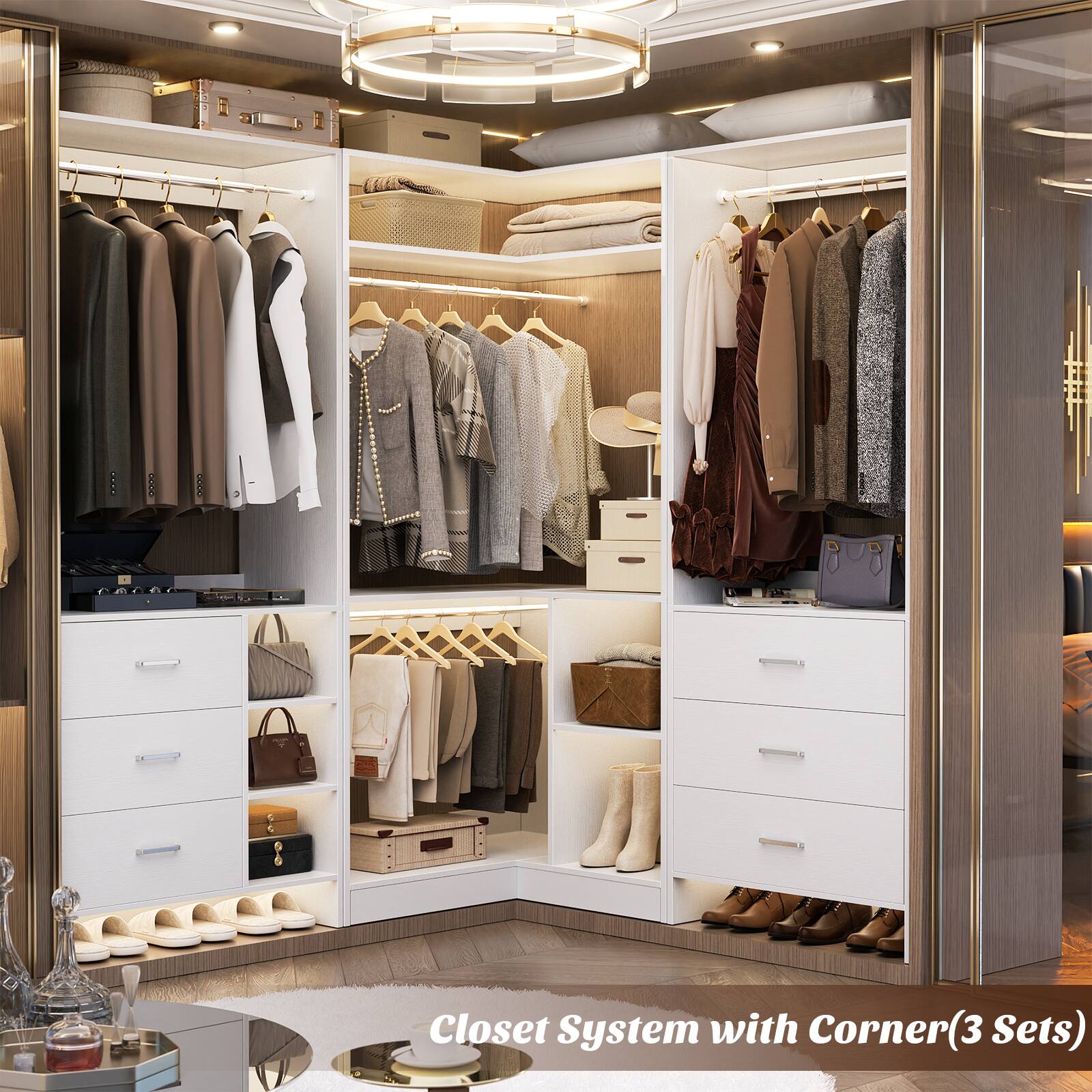 Closet System with Corner (3 Sets)