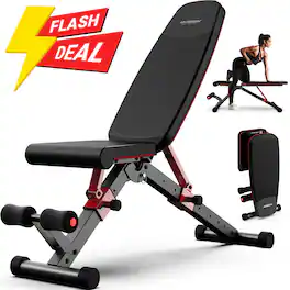 HARISON - Foldable Weight Bench for Home Gym, Adjustable Workout Bench Press with Leg Extension (BB608G) - Black