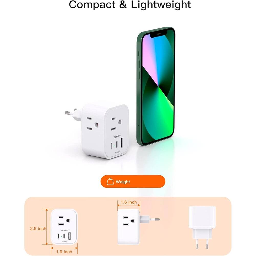 Compact & Lightweight

BESON

Weight

2.6 inch

1.9 inch

1.6 inch