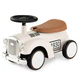 Gymax - Retro Kids Ride-on Toy Kids Sit to Stand Vehicle with Working Steering Wheel - White