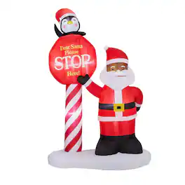 Winado - 8.2 FT Christmas Black Santa & Road Sign Inflatable Decoration for Outdoor Air Blown Holiday - Red