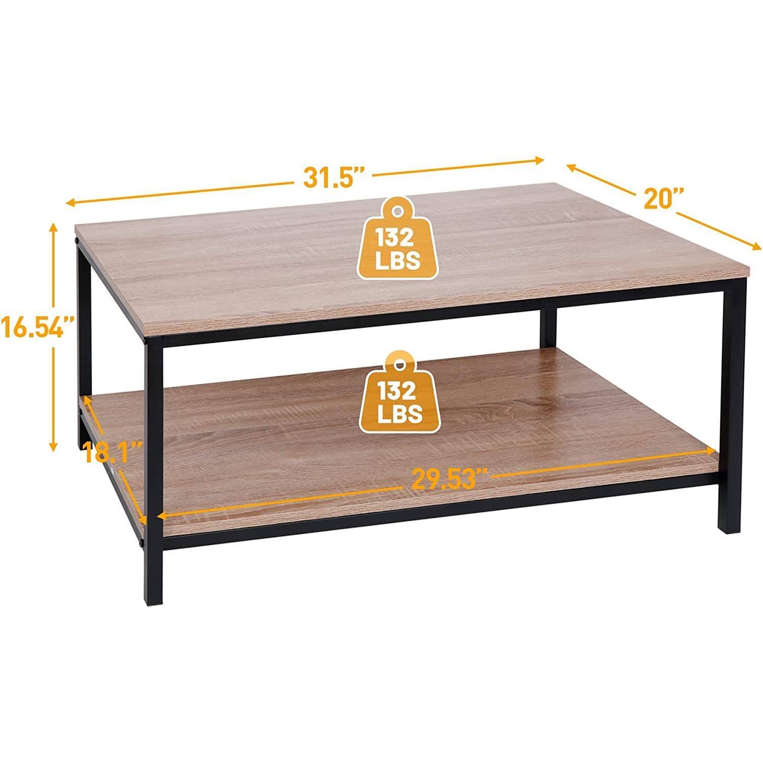 - Top shelf dimensions: 31.5" (length) x 20" (width)
- Top shelf weight capacity: 132 LBS
- Bottom shelf dimensions: 29.53" (length) x 16.54" (width)
- Bottom shelf weight capacity: 132 LBS
- Overall height: 18.1"