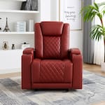 Bestier - Power Chair Faux Leather Electric Recliner Sofa with Cup Holders and USB Ports - Red