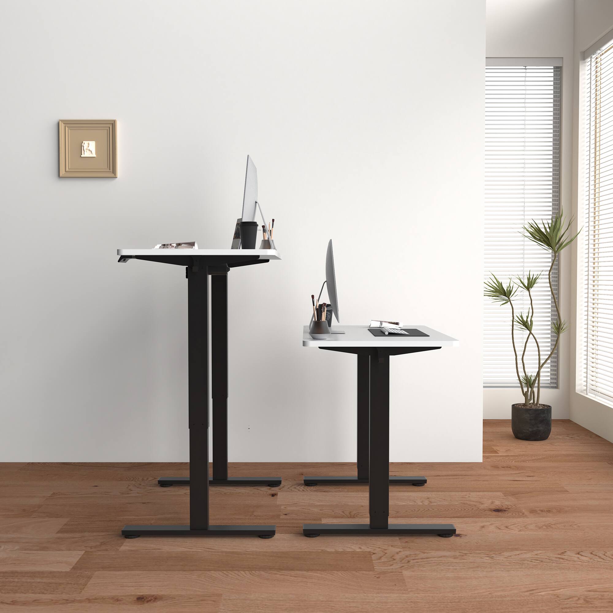 Alt View 4. FlexiSpot - FlexiSpot E2 40''W Electric Adjustable Standing Desk Chipboard, White/Black - White.